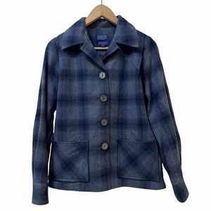Pendleton Women 49er Archive Wool Plaid Western Jacket Size S Blue Chore Shacket